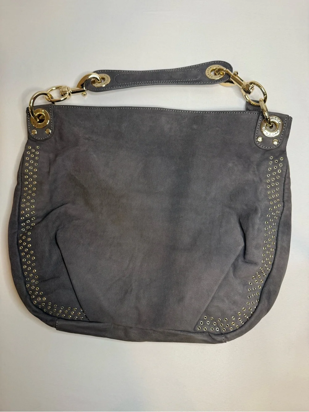 Rebecca Minkoff Gray Suede Shoulder Bag with Gold Hardware